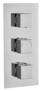 Square Concealed thermostatic shower valve 3 handle 2 outlet TIS0027