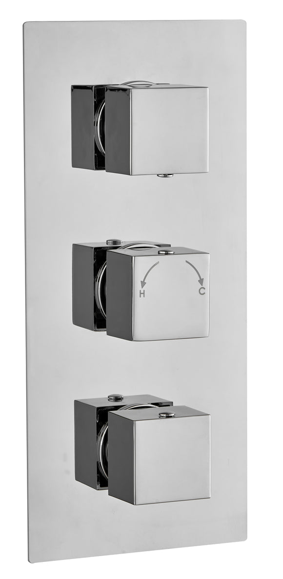 Square Concealed thermostatic shower valve 3 handle 3 outlet TIS0030