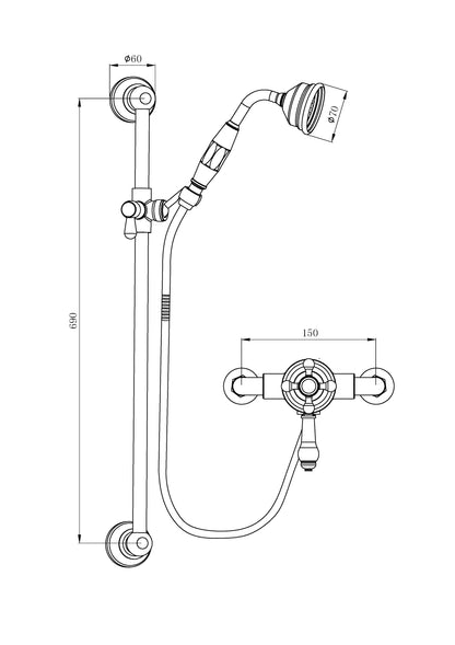 TENBY TRADITIONAL RISER SHOWER KIT