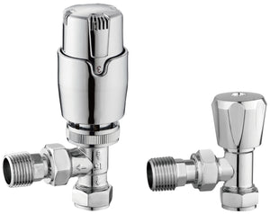 Chrome thermostatic radiator valve TIS0079, TIS0080