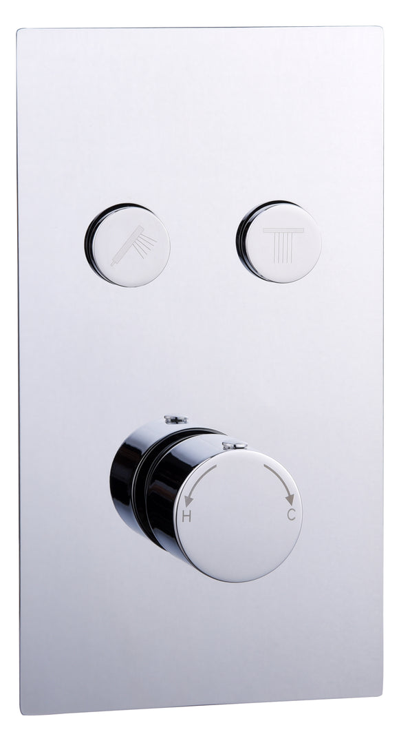 Thermostatic round concealed 2 outlet push button valve TIS0098