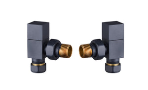 Square modern anthracite radiator valves TIS0164, TIS0165 angled and straight