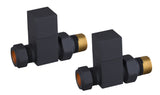 Black textured square towel radiator valves angle or straight TIS0169, TIS0170