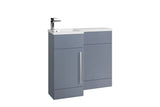 Verona 900 L shape vanity unit and ceramic basin gloss white left hand