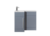 Verona 900 L shape vanity unit and ceramic basin gloss white left hand