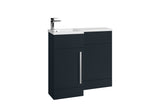 Verona 900 L shape vanity unit and ceramic basin gloss white left hand