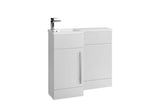 Verona 900 L shape vanity unit and ceramic basin gloss white left hand