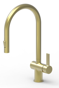 Tailored Mayhill brushed brass singe lever kitchen tap with pull out hose TIS5093