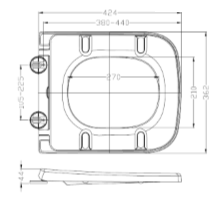 Replacement square toilet seat T20 TIS6103 Universal RAK 600 replacement seat