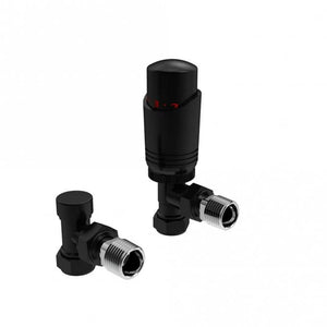 K.Rad Designer Angled TRV Valve Pack Black BK-TRV301A