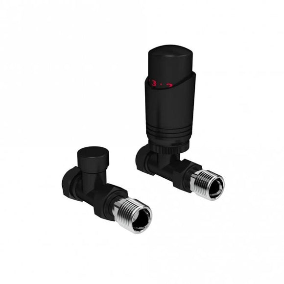 K.Rad Designer Straight TRV Valve Pack Black BK-TRV201S