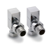 LODGE SQUARE CHROME RADIATOR VALVE IN ANGLED OR STRAIGHT